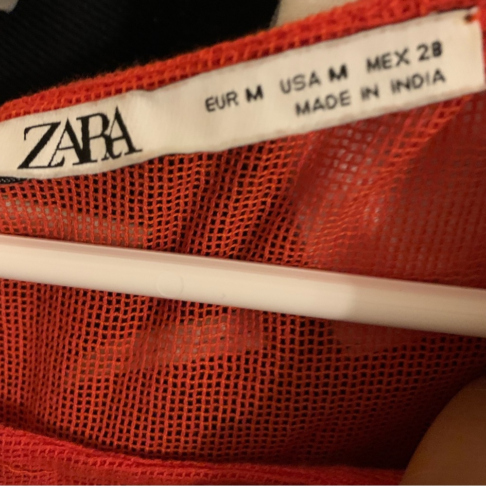 Zara Bright Orange Embroidered Mini Dress - Picture 3 of 3
